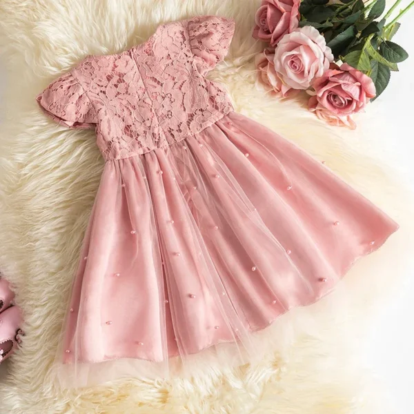 Summer Baby Girls Dress for Wedding Party 1st Birthday Pink Princess Dress Kid 1-5Y Cute Infant Girls Vestidos Elegant Gown - Image 2