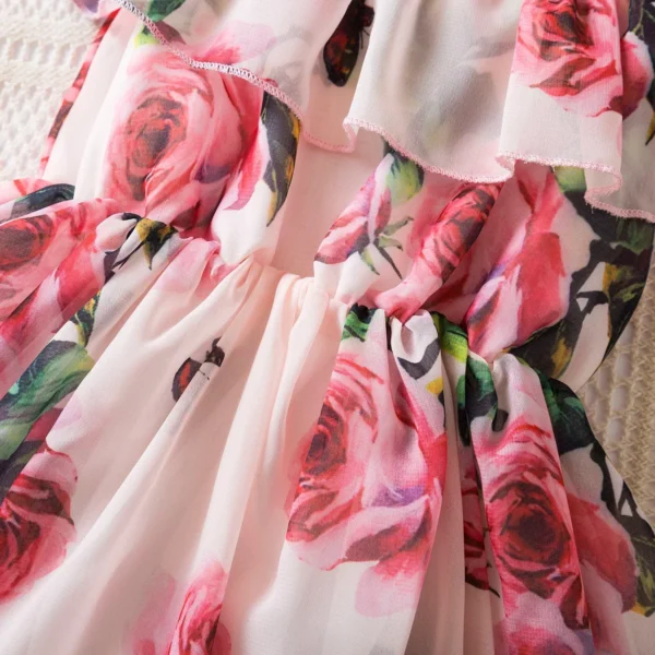 2024 New in Dress for Girls Summer Holiday Floral Dress Vintage Printed Children's Clothing Princess Birthday Party Clothes 2-6Y - Image 5