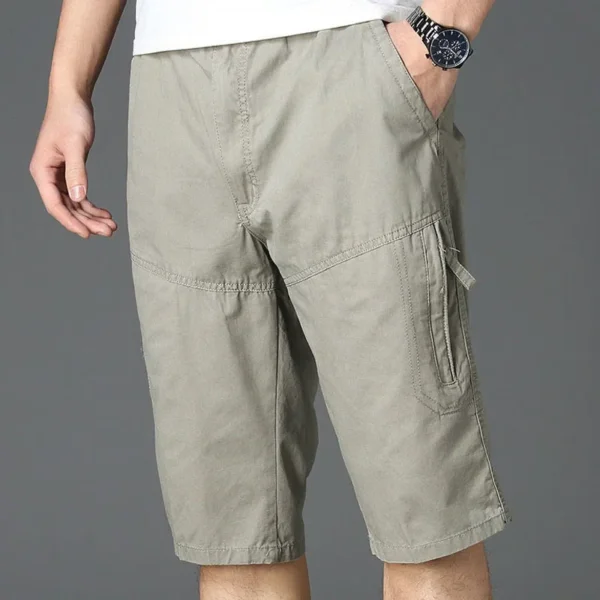 Casual Men Cargo Shorts 100Cotton Summer Soft Loose Quick-Dry Solid Joggers Streetwear Gym Sports Beach Shorts Homme Sweatpants - Image 4