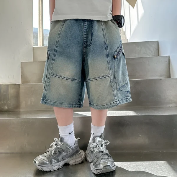 Kids New Summer Denim Shorts For Teen Boys Casual Knee-Length Jeans with Hole Elegant Teenage Child Fashion Shorts Pants 5-14T - Image 5