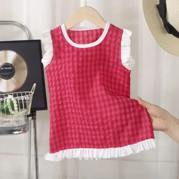 2025 Summer Baby Girls Dress Kids Sleveless Dresses 1-10 Years Birthday Costume Grid Sundress Children's Clothing - Image 3