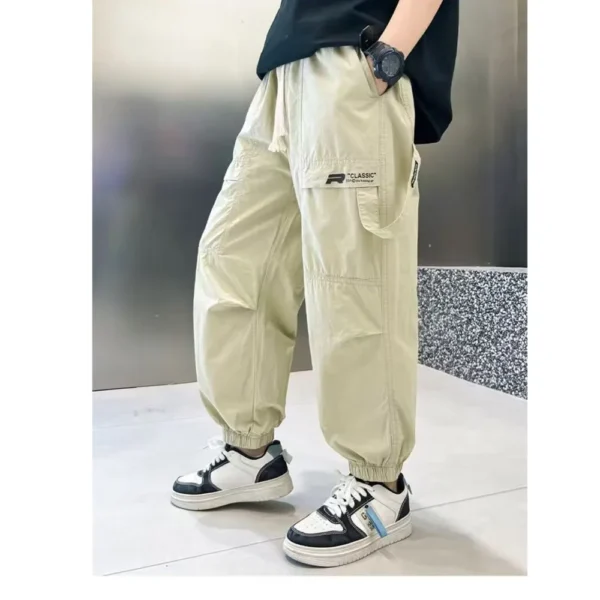 Summer Boys' Casual Pants New Style Boys' Middle And Large Handsome Loose Wide Leg Pants Youth Work Pants - Image 2