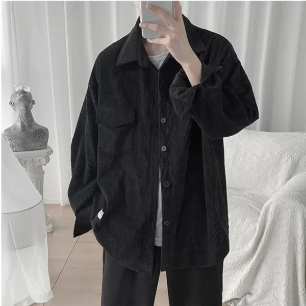 Men's Corduroy Long Sleeve Shirts Autumn Korean Shirt Woman Fashion Casual Jeans Shirt Clothing Corduroy Jacket Men Shirts - Image 4