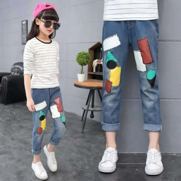 New Girls Fashion Jeans Spring Summer and Autumn Soft Casual Boutique Cotton Kawaii Girls Elegant Jean Kids Pants 3-12Y - Image 4