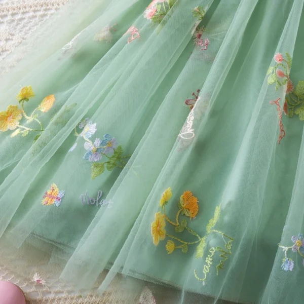 Baby Girls Birthday Princess Dress Flower Embroidered Flying Sleeve Mesh Dress Infant Summer Girls Party Beach Holiday Clothing - Image 6