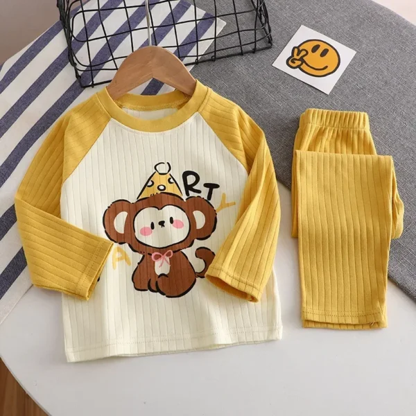 New Baby Boys Girls Warm Pajamas Kids Cute Cartoon Animal O-neck T-Shirt Tops + Pants Pyjamas Autumn Underwear Clothing Sets - Image 5