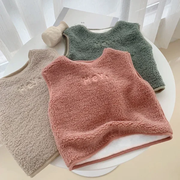 Autumn Winter Baby Lamb Wool Warm Waistcoat Girls Boys Plush Vest pullover Double Layer Child Warm Fashion Warm Coat