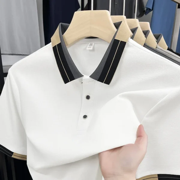 High Quality Color Blocked Lapel Short Sleeve Polo Shirt Men's Summer New Trend Korean Style Youth Loose Casual Fashion T-sh