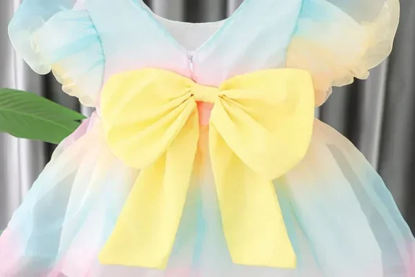 Toddler Dress Puff Sleeves Girl Bow Dress Birthday Party Sweet Lovely Baby Ballet Evening Wedding Flower Girl Princess Dresses - Image 4