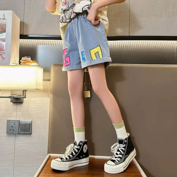 Hot Summer Baby Girls Shorts Summer Casual Denim Short Pants For 4-15 Years Toddler Girls Jeans Shorts Teen Short - Image 4