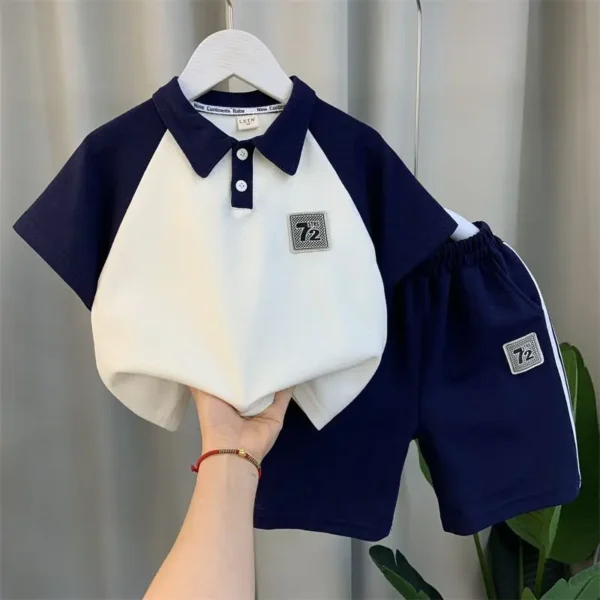 Boys Polo Shirt Set 2025 Fashion Children Outfits Summer Sports Clothing Baby Handsome 2pc Suits