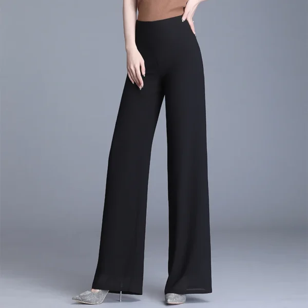 2023 Summer Chiffon Wide Leg Pants Women Vintage High Waist Black Pants Casual Long Trousers Women Loose Korean Pants - Image 2