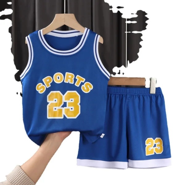 2025 Summer baby BOY girl Basketball teens ball Clothes T-Shirt camisole top and bottom Short pants child tracksuits 12 8 9 year - Image 3