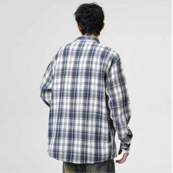2025 New Loose Casual Men's Checkered Long Sleeve Shirt, Youth, Student Daily Spring and Summer Jacket.M-4XL - Image 2