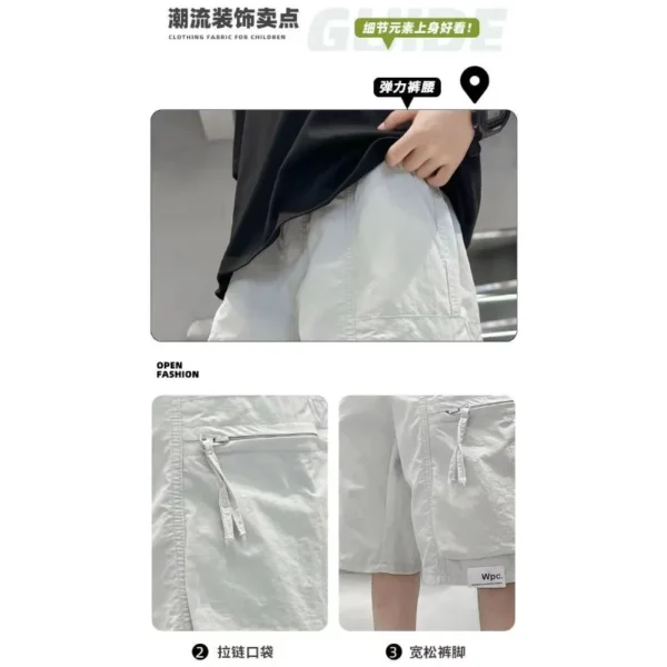 Boys Short Pants Mens Cargo Shorts Teens Loose Trousers with Pocket Outerwear 2025 Summer Children Football Clothes Casual - Image 5