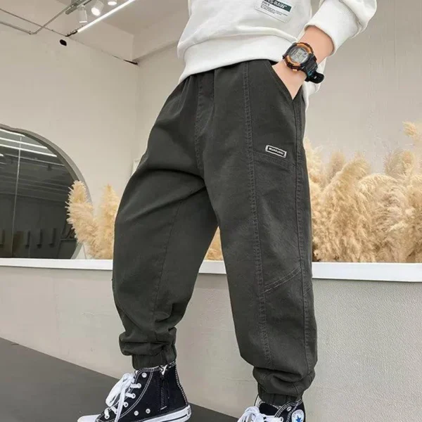 Spring Autumn Boys Casual Pants Teen Straight Trousers Kids Hip Hop Joggers Overalls For 4-14 Years Kids Cotton Baggy Sweatpants - Image 4