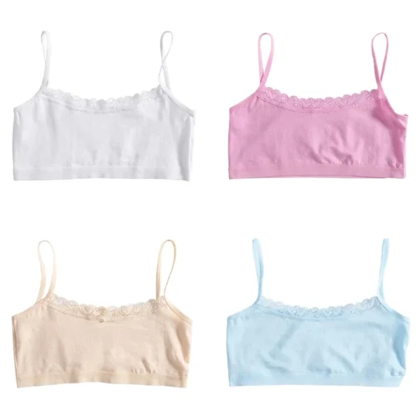 Girls Thin Strap Solid Color Underwear Top Student Girl Underwear Summer Vest-style Small Sling Bra Teens Training New Dropship - Image 5
