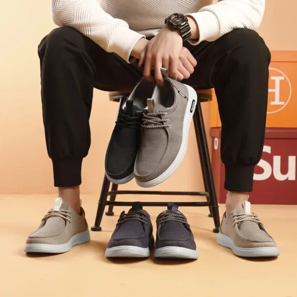 2025Men's Canvas Lightweight Shoes Fashion Breathable Mesh Sports Shoes Casual Men Vulcanized Shoes Classic Slip on Flat Loafer - Image 4