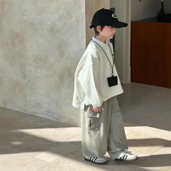 Children Clothes Kids Casual Hoodie Spring New Fashion Boys and Girls Loose Long Sleeve Solid Color Casual Kids T Shirt - Image 4