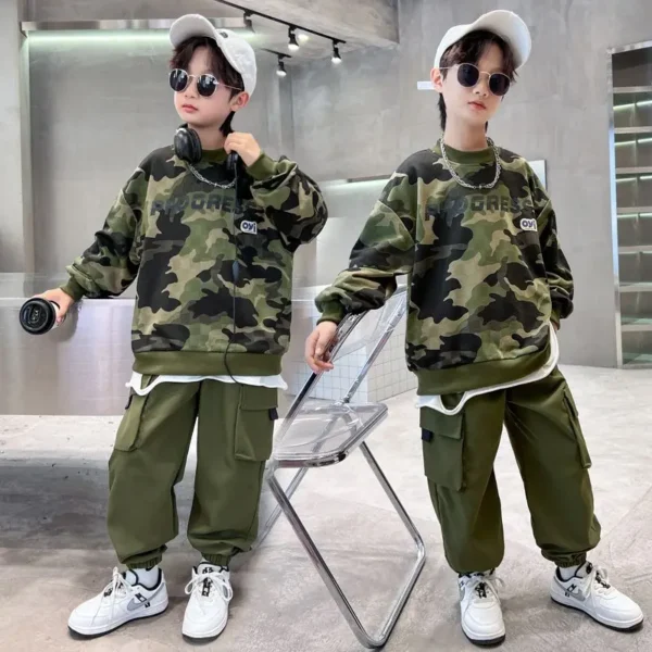 New Boys Autumn Clothing Suit Teenage Boys Clothes Cartoon 4-14 Years Boys Tracksuit Set Children Hooded Coat and Pants