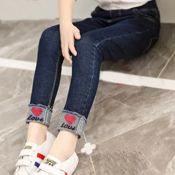 New Girls Fashion Jeans Spring Summer and Autumn Soft Casual Boutique Cotton Kawaii Girls Elegant Jean Kids Pants 3-12Y - Image 3
