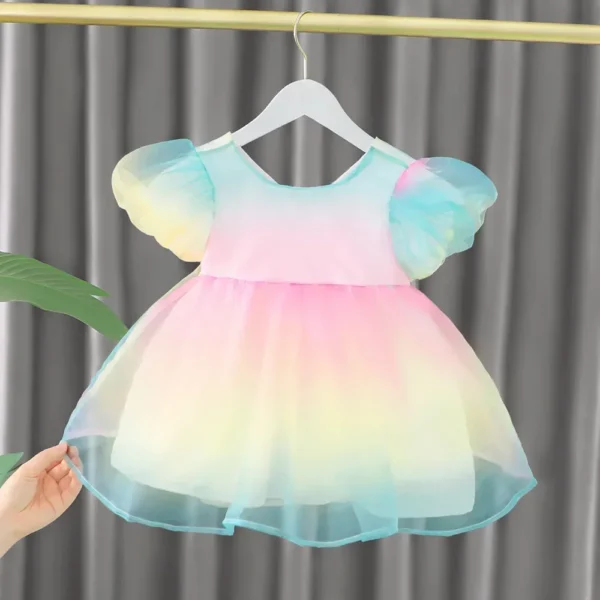 Toddler Dress Puff Sleeves Girl Bow Dress Birthday Party Sweet Lovely Baby Ballet Evening Wedding Flower Girl Princess Dresses - Image 2