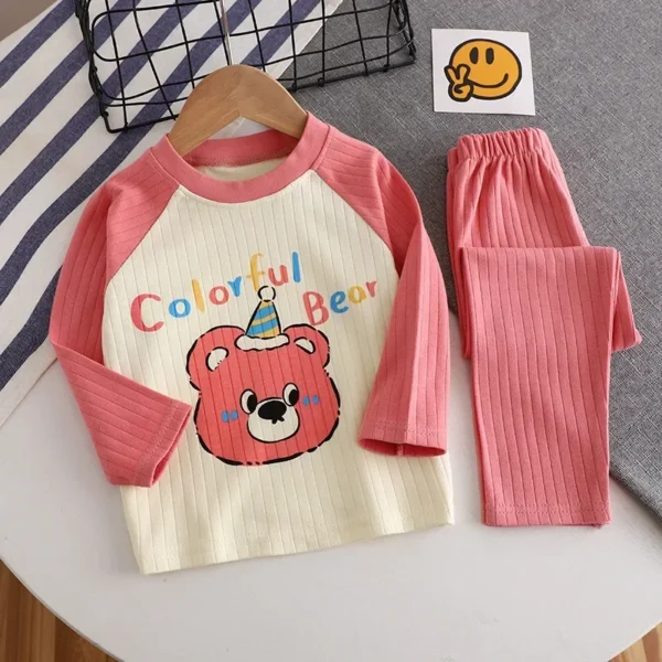 New Baby Boys Girls Warm Pajamas Kids Cute Cartoon Animal O-neck T-Shirt Tops + Pants Pyjamas Autumn Underwear Clothing Sets - Image 3