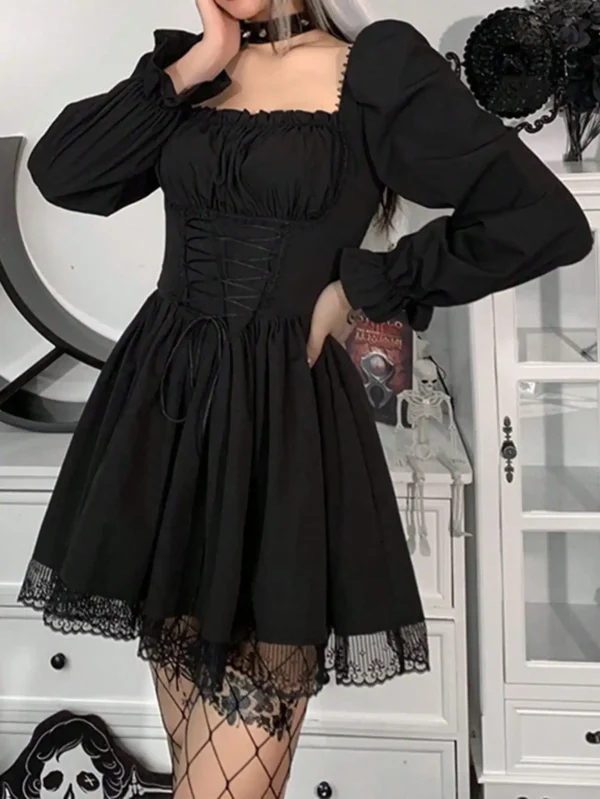Retro Lace Dress Junk Punk Gothic Dress Casual Cosplay Party Cocktail Valentine's Day Dress