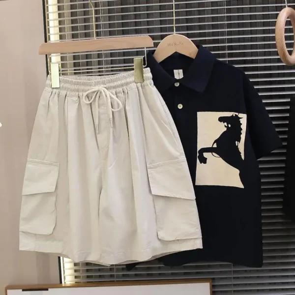 Summer Polo Shirt Set for Boy Boys' Clothes Outdoor Children Clothing 2025 Children's Sets 4 Years Kid Costume From Old 8 12 Top - Image 3