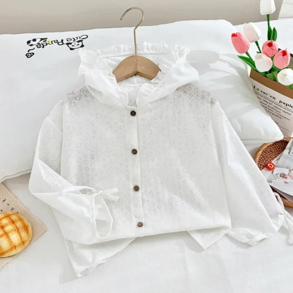 Girls Summer Thin Sun-protective Jacket Baby Breathable Hooded Cute Lace Floral Lightweight Coat Jackets Toddler Casual Clothing - Image 2