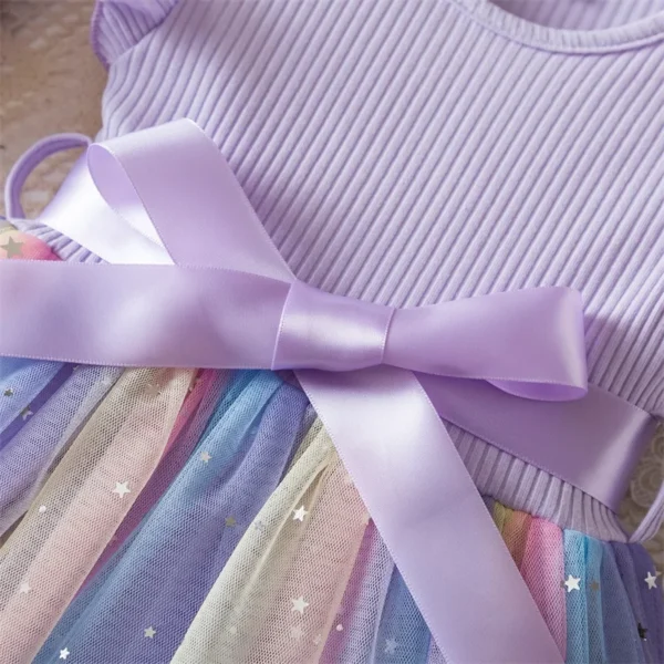 Summer Baby Dress 2025 New Mesh Flying Sleeve Dress Girls Fashion Dresses 1-5Years Toddler Girls Casual Wear Children's Clothes - Image 2