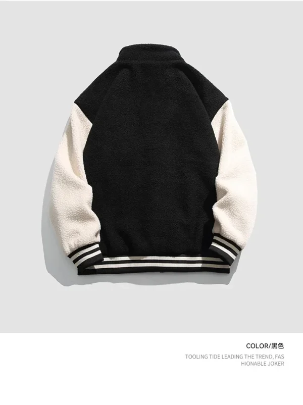 Unisex Lamb Wool Cargo Coat Men Women Cashmere Fleece Baseball Jacket Teen Couple Warm Clothing 2024 Boy Girls Varsity Techwear - Image 5