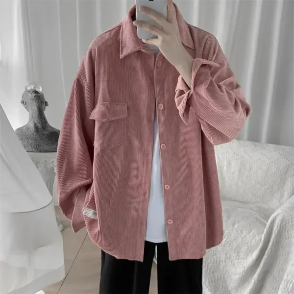 Men's Corduroy Long Sleeve Shirts Autumn Korean Shirt Woman Fashion Casual Jeans Shirt Clothing Corduroy Jacket Men Shirts