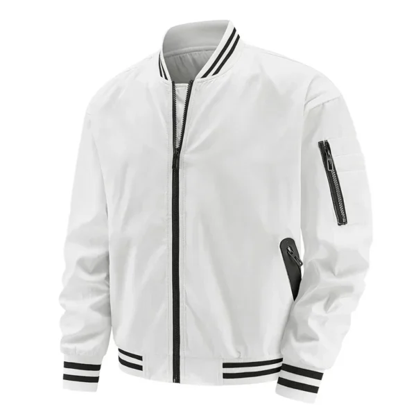 White Baseball Jacket Men Lightweight Spring Autumn Bomber Jacket Men Casual Pilot Jacket College Coat Loose Fit 2024 Trends