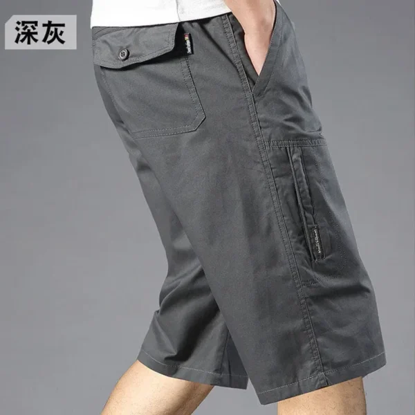 Casual Men Cargo Shorts 100Cotton Summer Soft Loose Quick-Dry Solid Joggers Streetwear Gym Sports Beach Shorts Homme Sweatpants - Image 5
