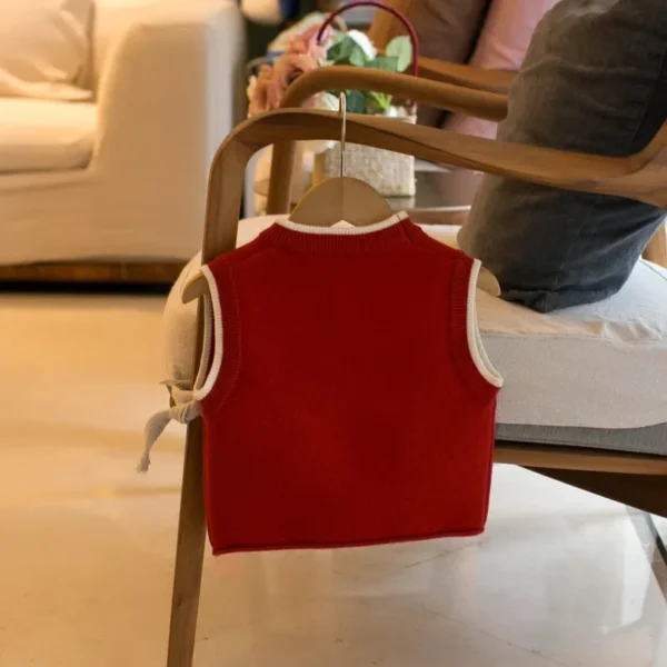 2024 New Baby Girls Knitted Vest Children'S Flower Sweater KIds Clothing Cute Girl Pullover Striped Vest Versatile Fashion Top - Image 4