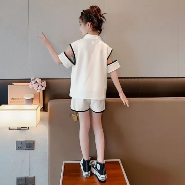 Girls New Daily Casual Summer Sports Polo Shirts+Pants Suits 4-14 Years Kids Korean Style Outfits Sets Children Boutique Clothes - Image 6