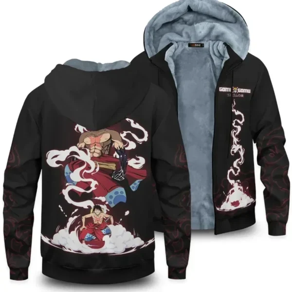 Velvet Thick Warm Winter Oversized One Piece Anime Hoodie Coat Zip Up Sweatshirt Winter Top Plus Size Boy Girl Coat Plush Jacket - Image 2