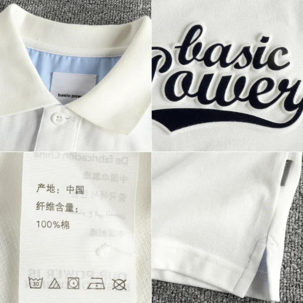 2025 Summer New American Retro Knitted 3D Letter Printed Polo Shirt Men's Fashion Washed Short Sleeve Lapel Youth Casual T-shirt - Image 4